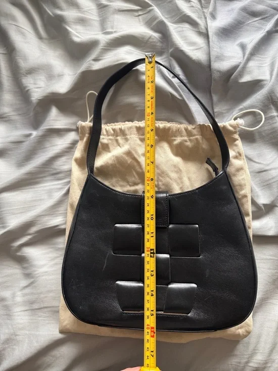 Hereu Bauza Black Leather Structured Shoulder Bag with Woven Front Detail - Picture 4 of 16